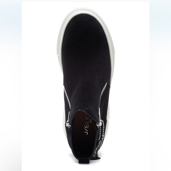 NWT J/SLIDES WYONA Black Suede Waterproof Hidden Wedge Sneaker Bootie - Picture 4 of 14